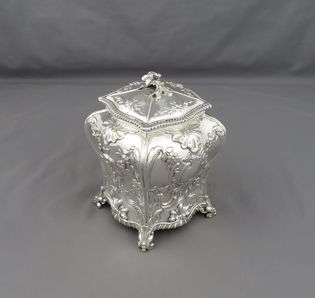 George III Sterling Silver Tea Caddy - JH Tee Antiques