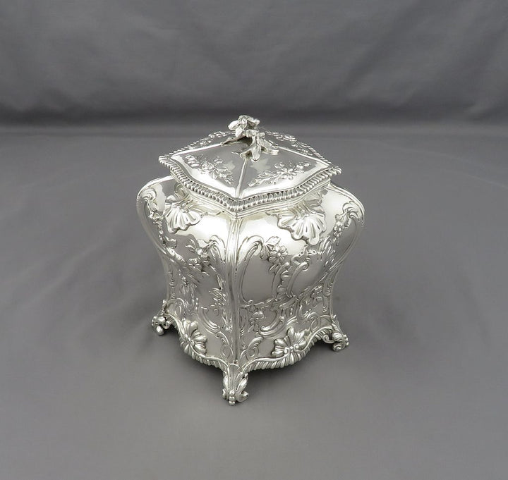 George III Sterling Silver Tea Caddy - JH Tee Antiques