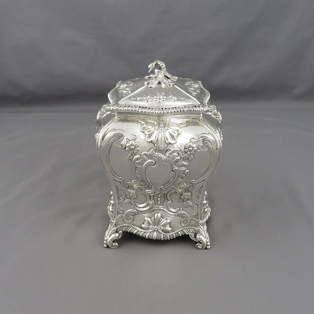 George III Sterling Silver Tea Caddy - JH Tee Antiques