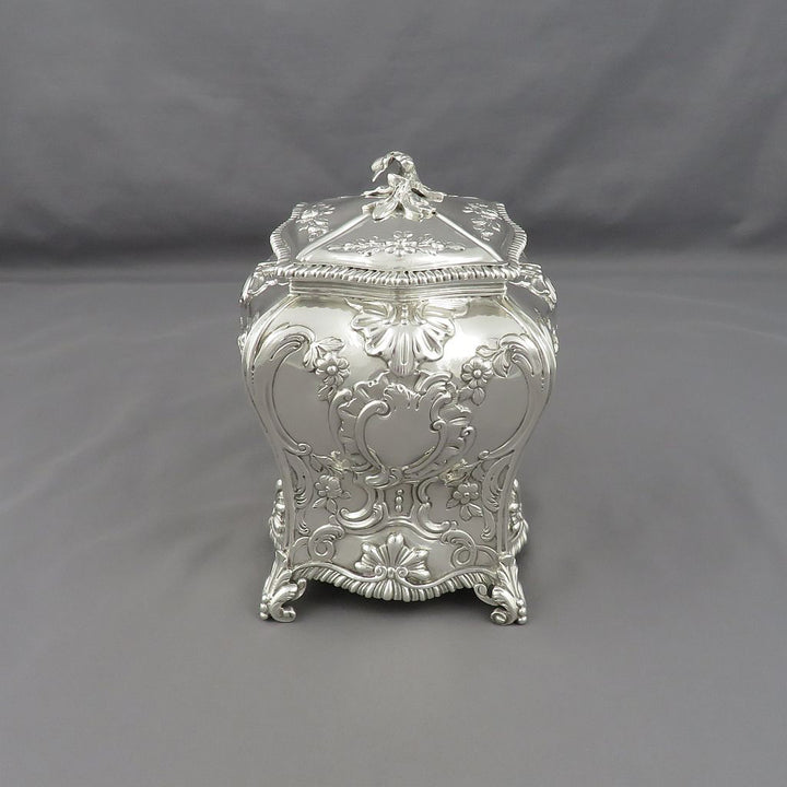 George III Sterling Silver Tea Caddy - JH Tee Antiques