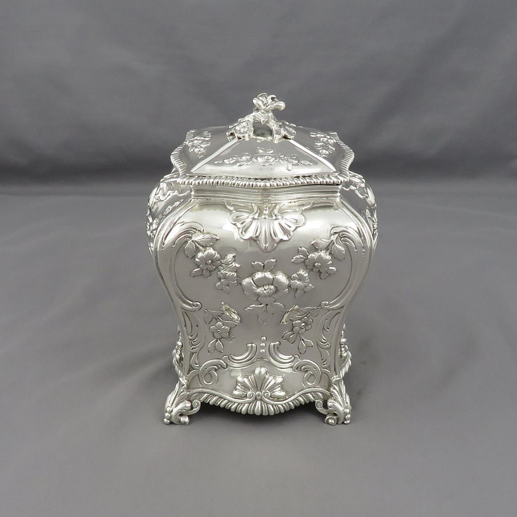George III Sterling Silver Tea Caddy - JH Tee Antiques