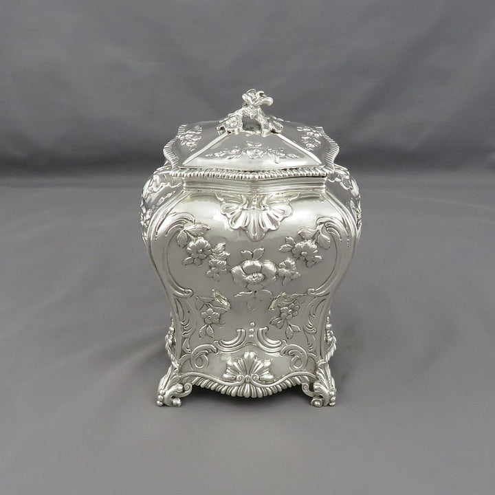 George III Sterling Silver Tea Caddy - JH Tee Antiques