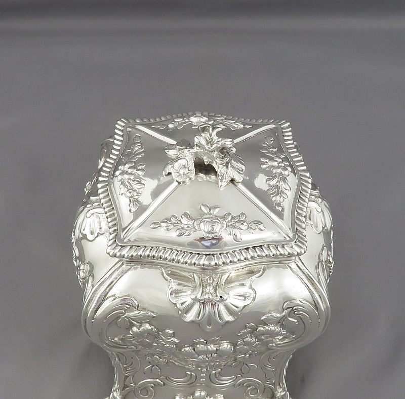 George III Sterling Silver Tea Caddy - JH Tee Antiques