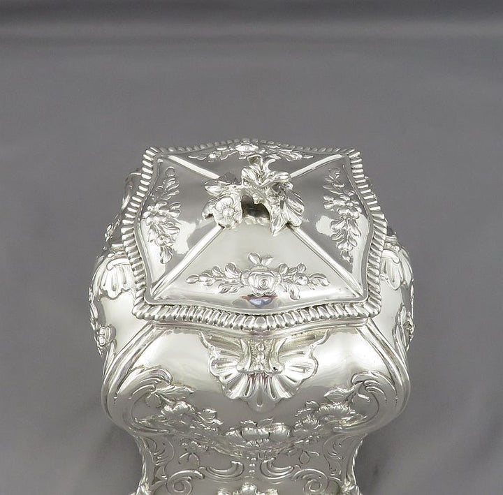 George III Sterling Silver Tea Caddy - JH Tee Antiques