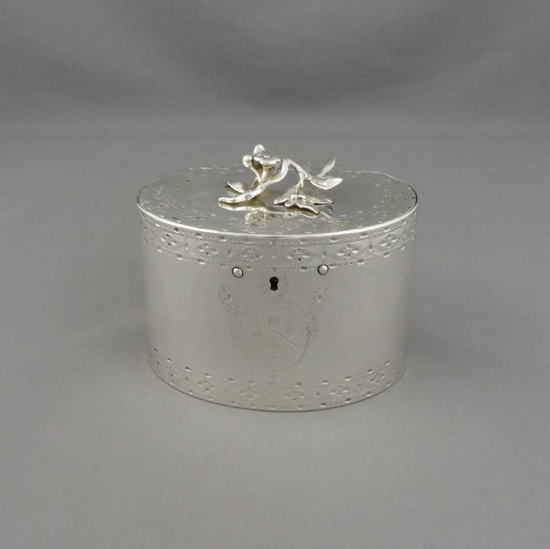 George III Neoclassical Silver Tea Caddy - JH Tee Antiques