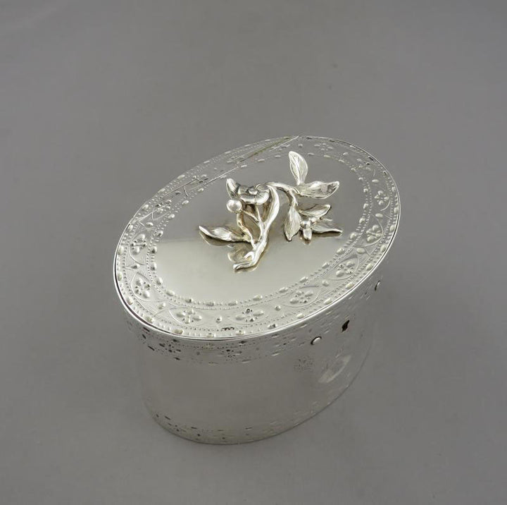 George III Neoclassical Silver Tea Caddy - JH Tee Antiques