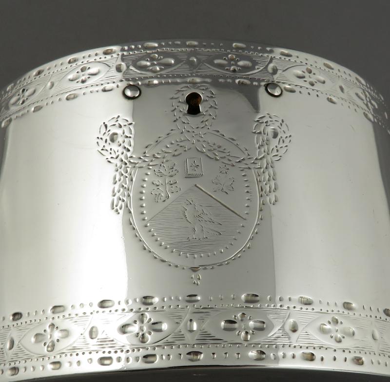 George III Neoclassical Silver Tea Caddy - JH Tee Antiques