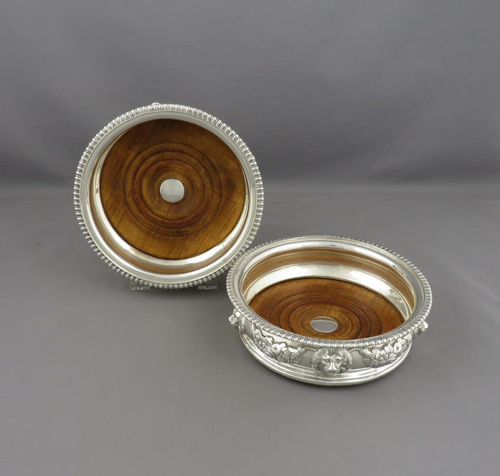 George III Sterling Silver Wine Coasters - JH Tee Antiques