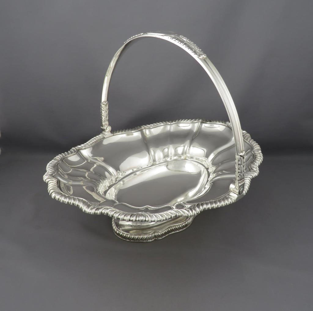 George IV Sterling Silver Cake Basket - JH Tee Antiques
