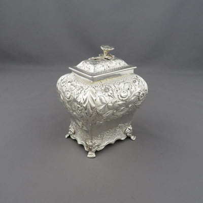 George IV Sterling Silver Tea Caddy - JH Tee Antiques