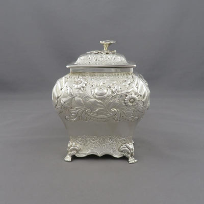 George IV Sterling Silver Tea Caddy - JH Tee Antiques