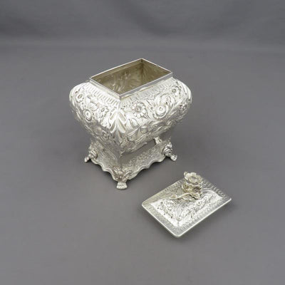 George IV Sterling Silver Tea Caddy - JH Tee Antiques