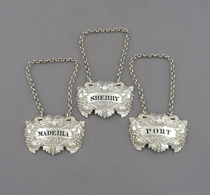 Set of 3 George IV Silver Wine Labels - JH Tee Antiques