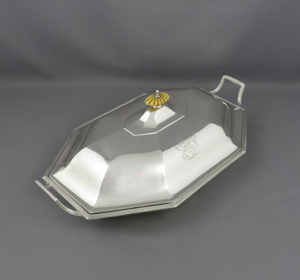 George III Sterling Silver Entree Dish - JH Tee Antiques