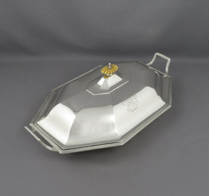 George III Sterling Silver Entree Dish - JH Tee Antiques