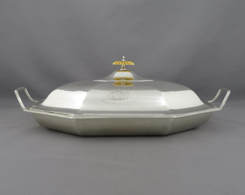 George III Sterling Silver Entree Dish - JH Tee Antiques