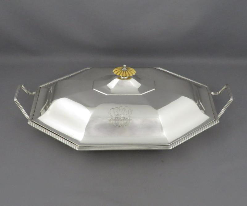 George III Sterling Silver Entree Dish - JH Tee Antiques