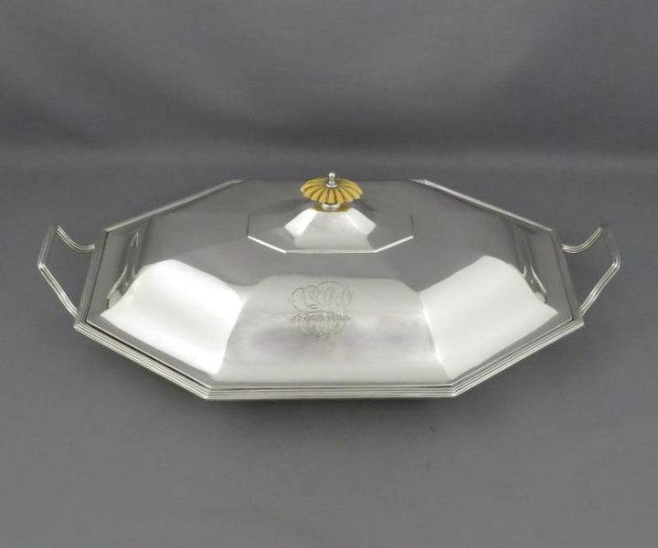 George III Sterling Silver Entree Dish - JH Tee Antiques