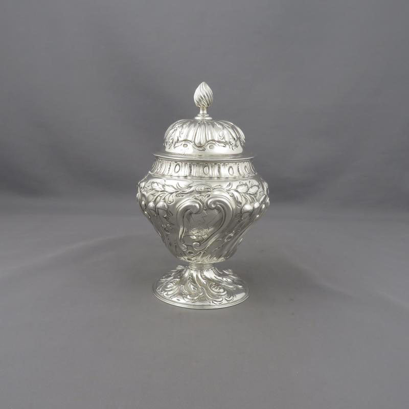 George III Rococo Silver Tea Caddy - JH Tee Antiques