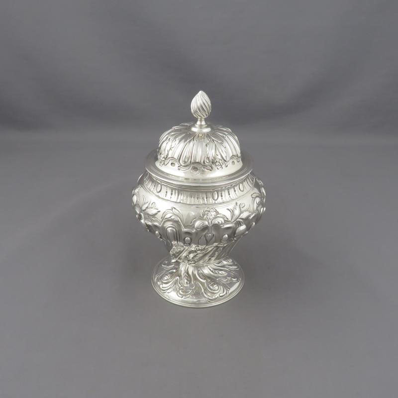 George III Rococo Silver Tea Caddy - JH Tee Antiques