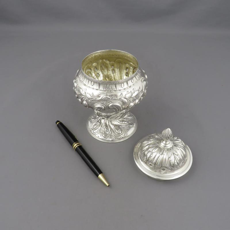 George III Rococo Silver Tea Caddy - JH Tee Antiques