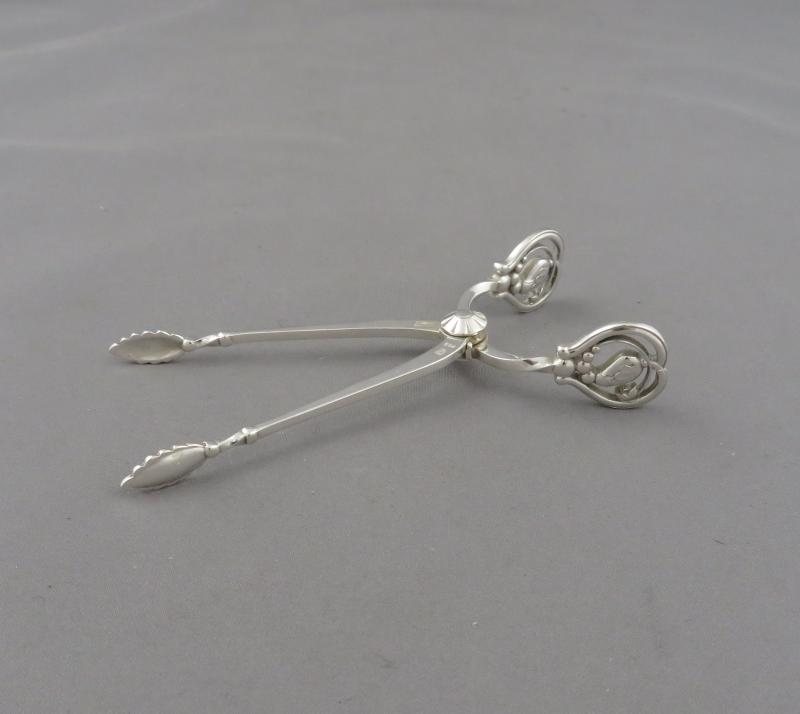 Georg Jensen Blossom Sterling Sugar Tongs - JH Tee Antiques