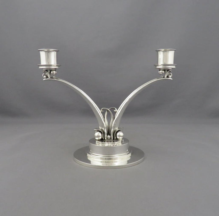 Pair of Georg Jensen Sterling Silver Candelabra - JH Tee Antiques