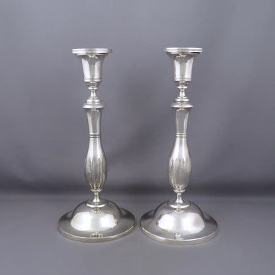 German 813 Silver Candlesticks - JH Tee Antiques