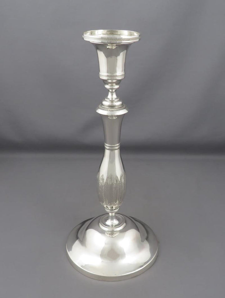 German 813 Silver Candlesticks - JH Tee Antiques