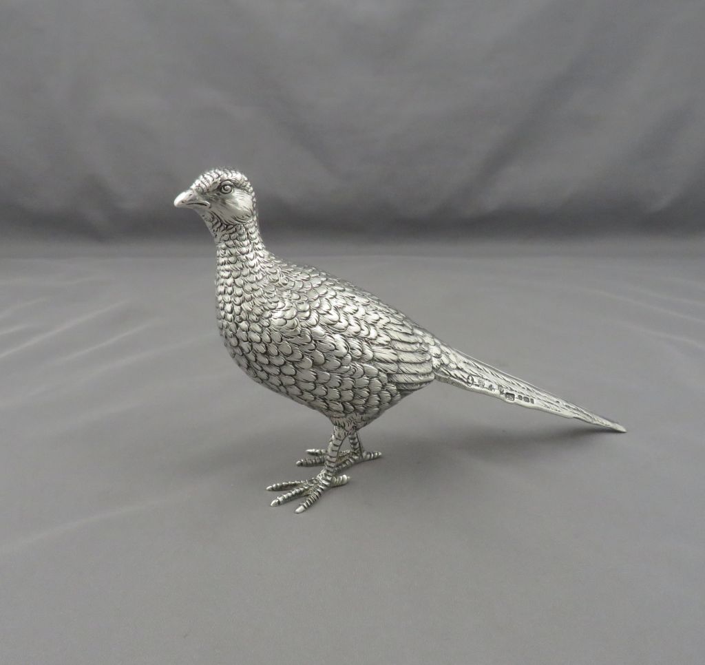 German Strerling Silver Pheasant Table Ornament - JH Tee Antiques