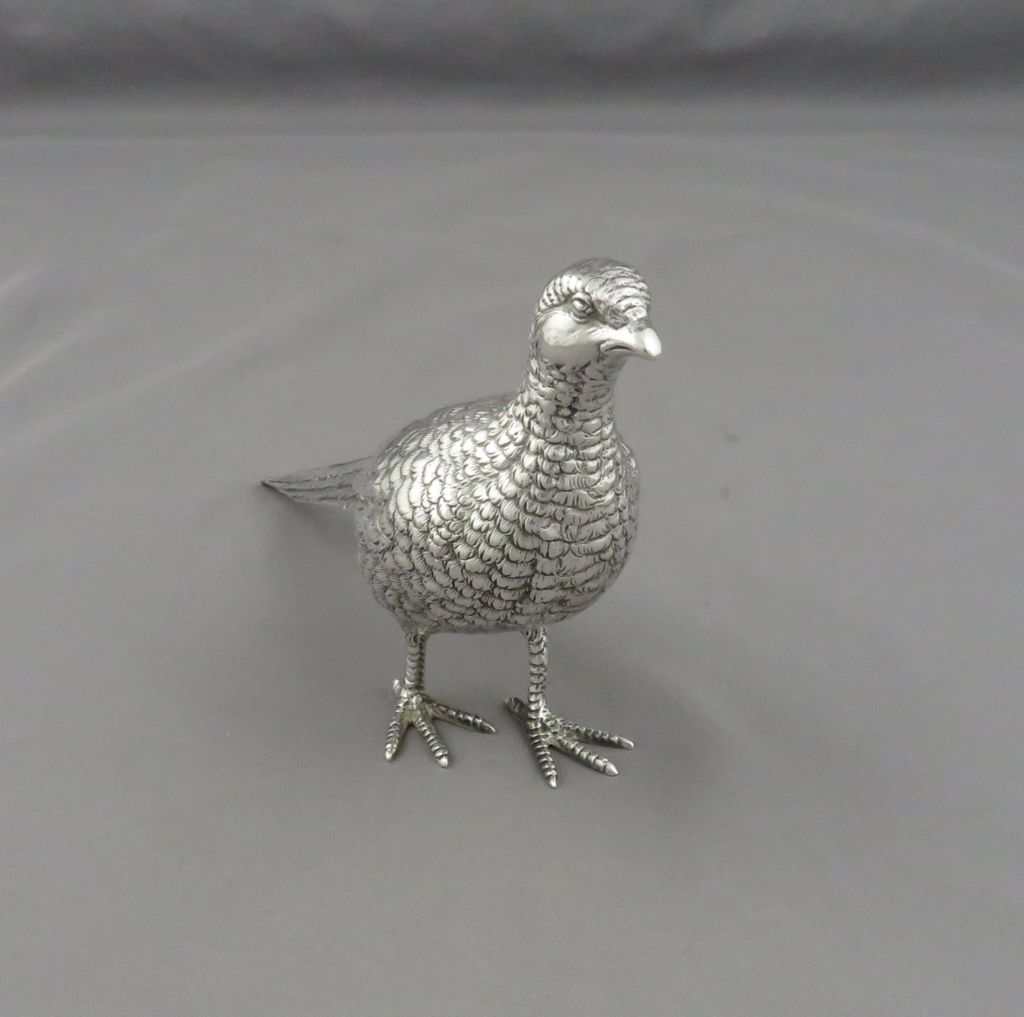 German Strerling Silver Pheasant Table Ornament - JH Tee Antiques