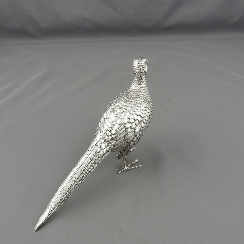 German Strerling Silver Pheasant Table Ornament - JH Tee Antiques