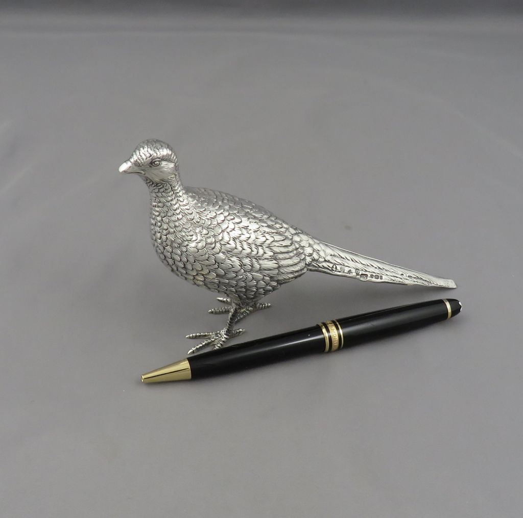 German Strerling Silver Pheasant Table Ornament - JH Tee Antiques