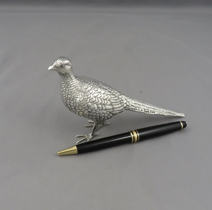 German Strerling Silver Pheasant Table Ornament - JH Tee Antiques
