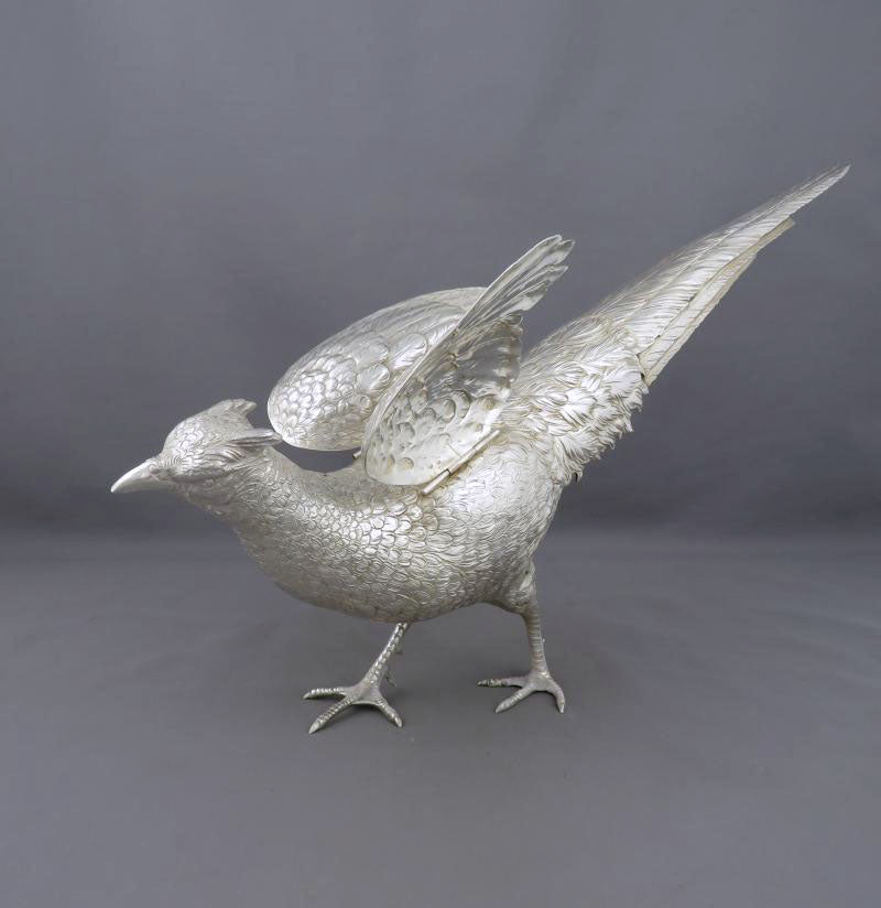 German Silver Pheasant Table Ornament - JH Tee Antiques