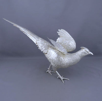 German Silver Pheasant Table Ornament - JH Tee Antiques