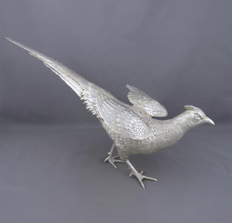 German Silver Pheasant Table Ornament - JH Tee Antiques