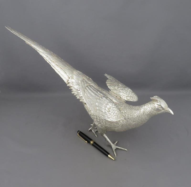 German Silver Pheasant Table Ornament - JH Tee Antiques