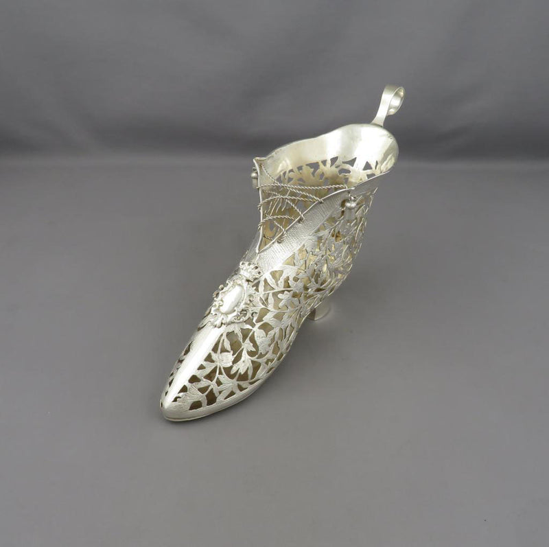 Large German Silver Novelty Riding Boot - JH Tee Antiques