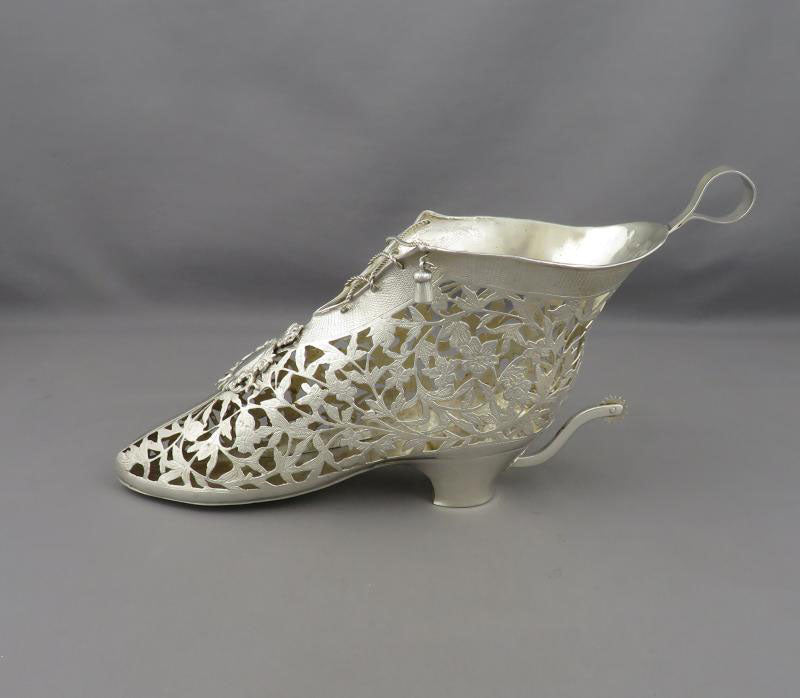 Large German Silver Novelty Riding Boot - JH Tee Antiques