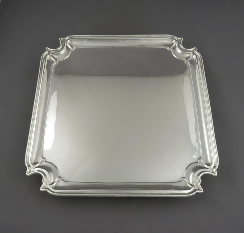 Scottish Silver Square Salver - JH Tee Antiques