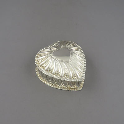 Victorian Heart Shaped Silver Box - JH Tee Antiques