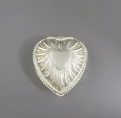 Victorian Heart Shaped Silver Box - JH Tee Antiques