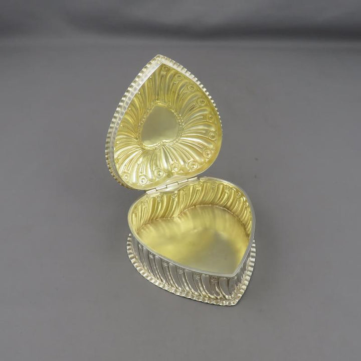 Victorian Heart Shaped Silver Box - JH Tee Antiques