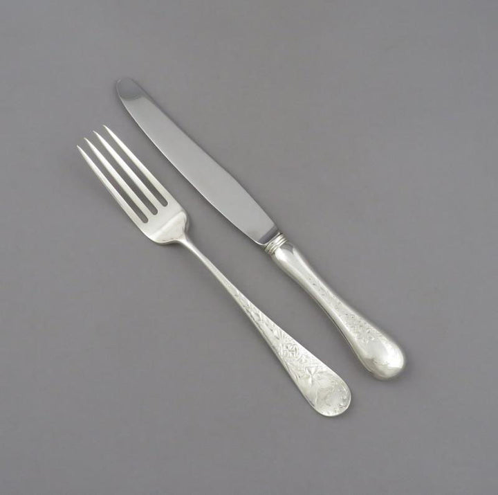 Early Canadian Silver Flatware Set - JH Tee Antiques