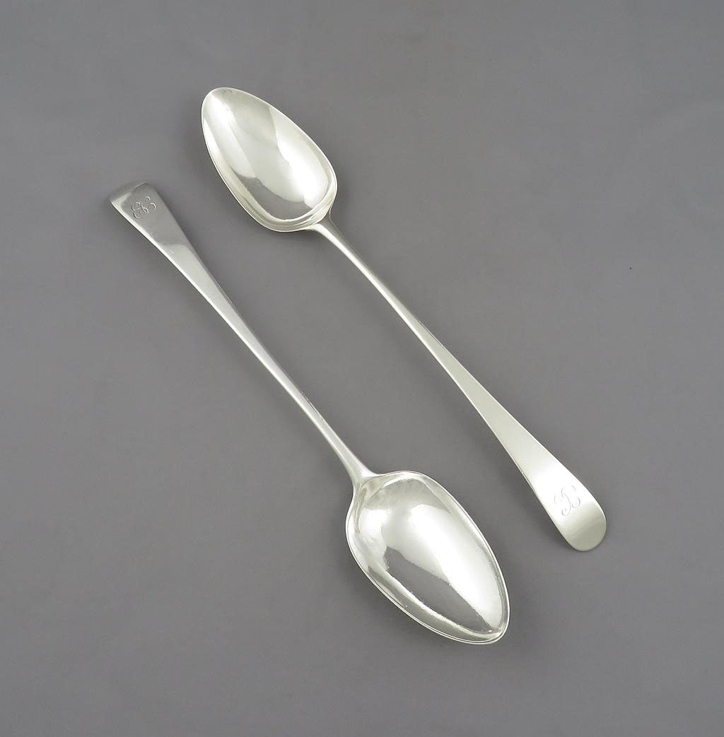 Pair of Hester Bateman Silver Stuffing Spoons - JH Tee Antiques