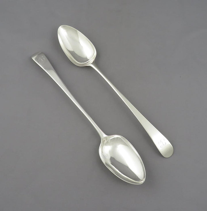 Pair of Hester Bateman Silver Stuffing Spoons - JH Tee Antiques
