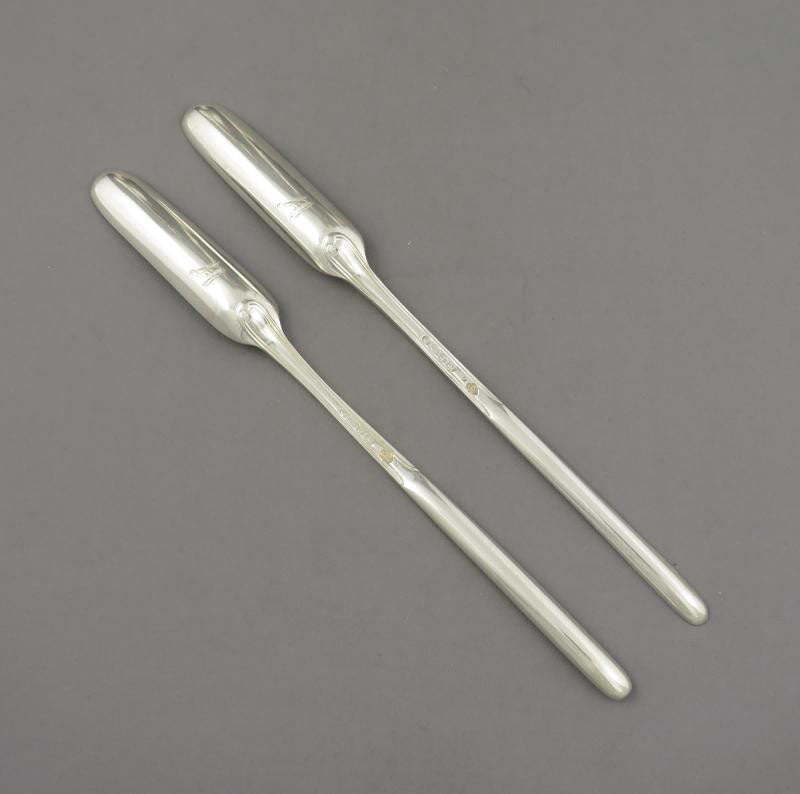 Pair of Victorian Silver Marrow Scoops - JH Tee Antiques