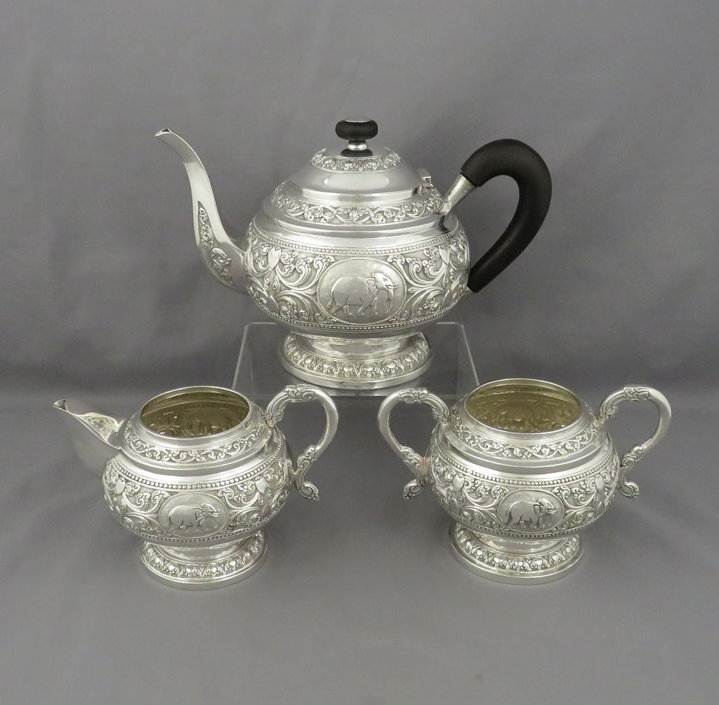 Indian Silver Tea Set - JH Tee Antiques