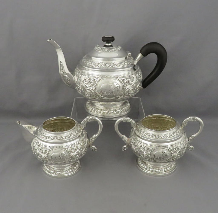 Indian Silver Tea Set - JH Tee Antiques